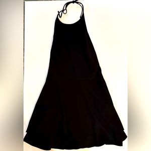 Alice and Olivia Black Halter top mini cocktail dress with open back. Size 6